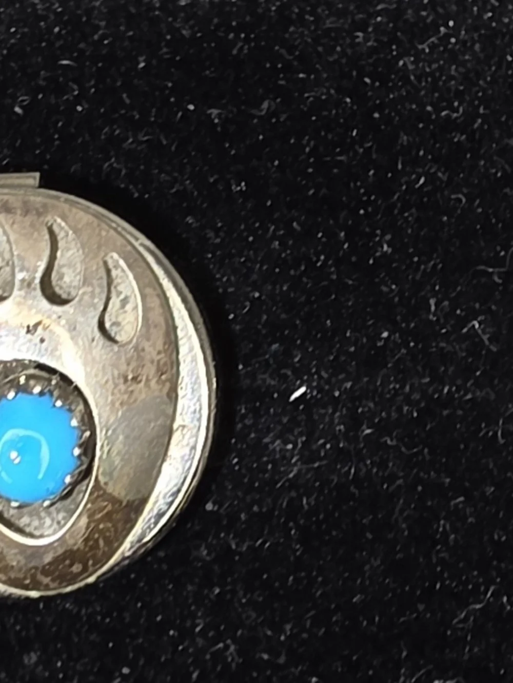 Vintage Sterling Silver Turquoise Bear Paw Button Set(5) - Blue